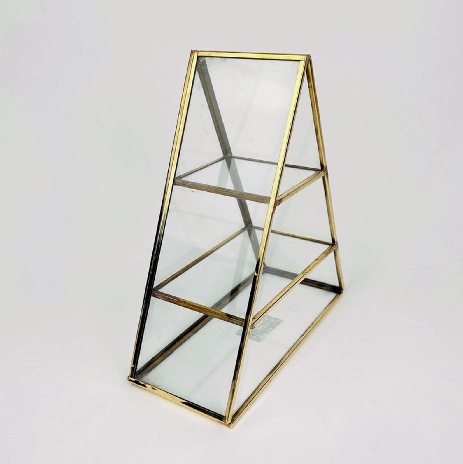 Brass and Glass Crystal Display Shelf Etsy