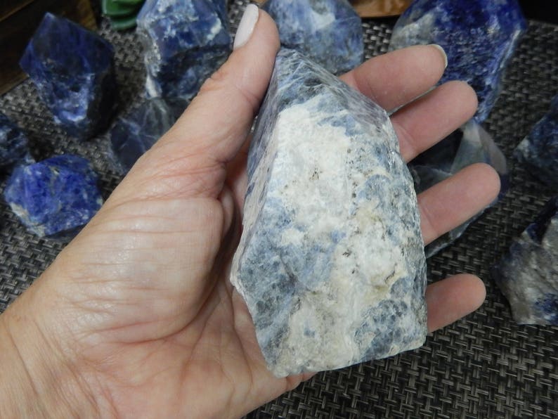 Sodalite Semi Polished Points Beautiful Blues with White Veining Choose By Weight Point-04 image 8