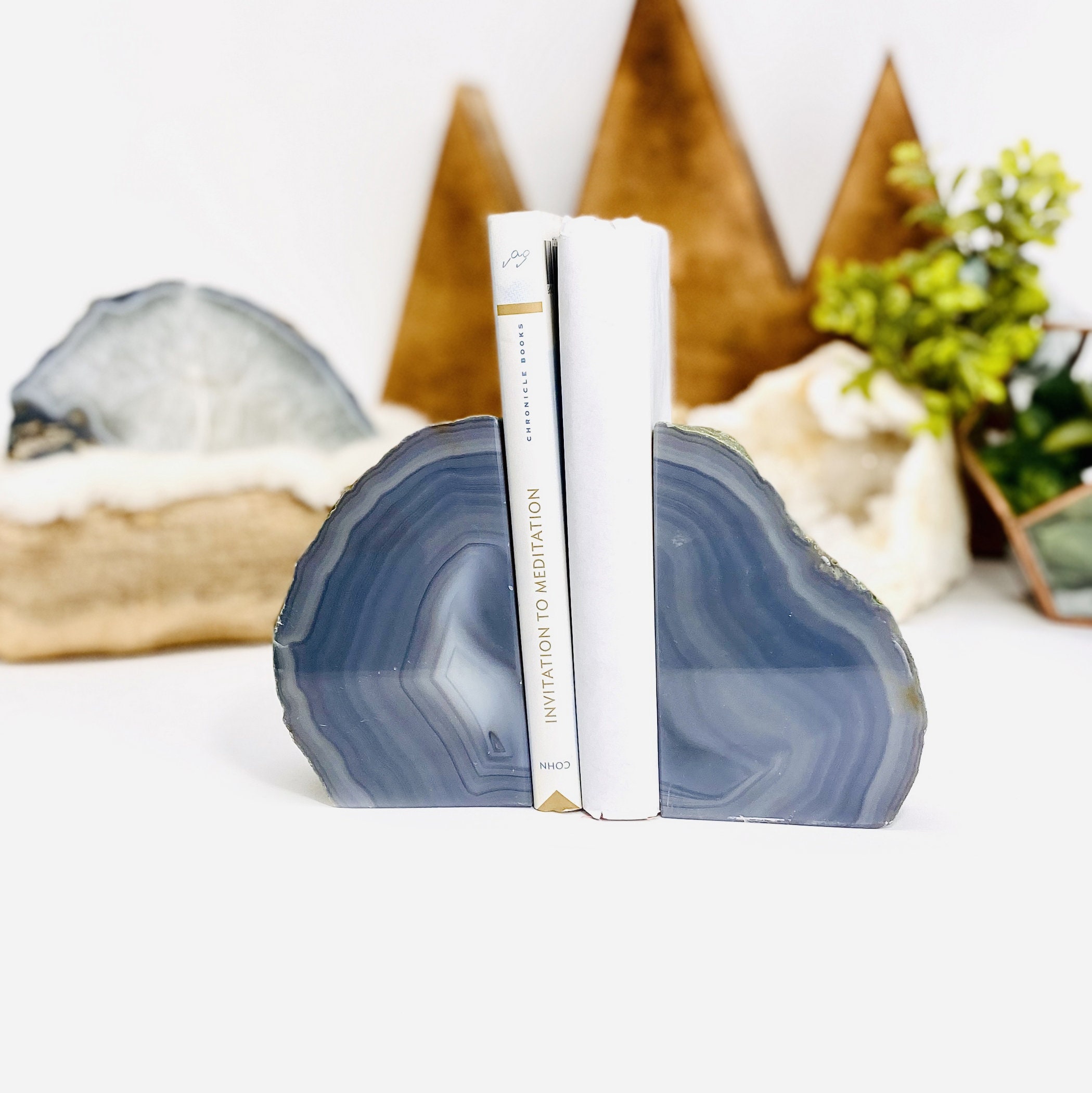 Natural Agate Bookend Pair 3 to 6 Lb Geode Bookend Home Etsy