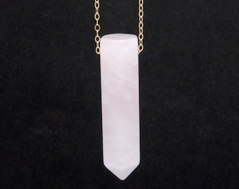 Rose Quartz Point Pendant Pencil Point - Rose Quartz Point Top Side Drilled Bead - (RK109B20-10)