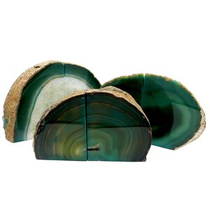 Agate Book Ends Green Agate Bookend Pair - 3 to 6 lb - Geode Bookend - Home Decor (RK1-19)