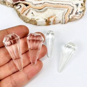 Crystal Quartz Faceted Pendulum Point - Top Drilled for Post