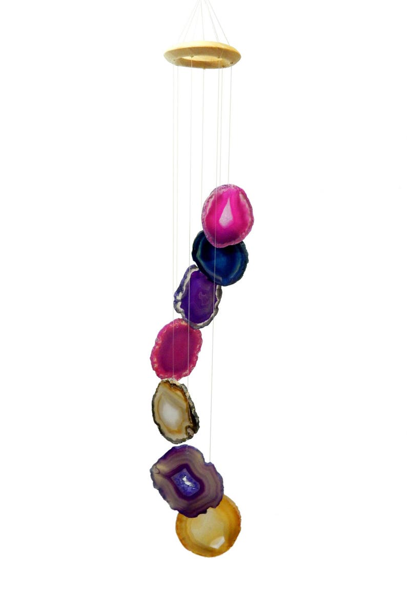 Agate Wind Chimes Mix Color Agate Slice Windchime Home Decór Spiritual Gift Crystal Collection OB2B10 image 7