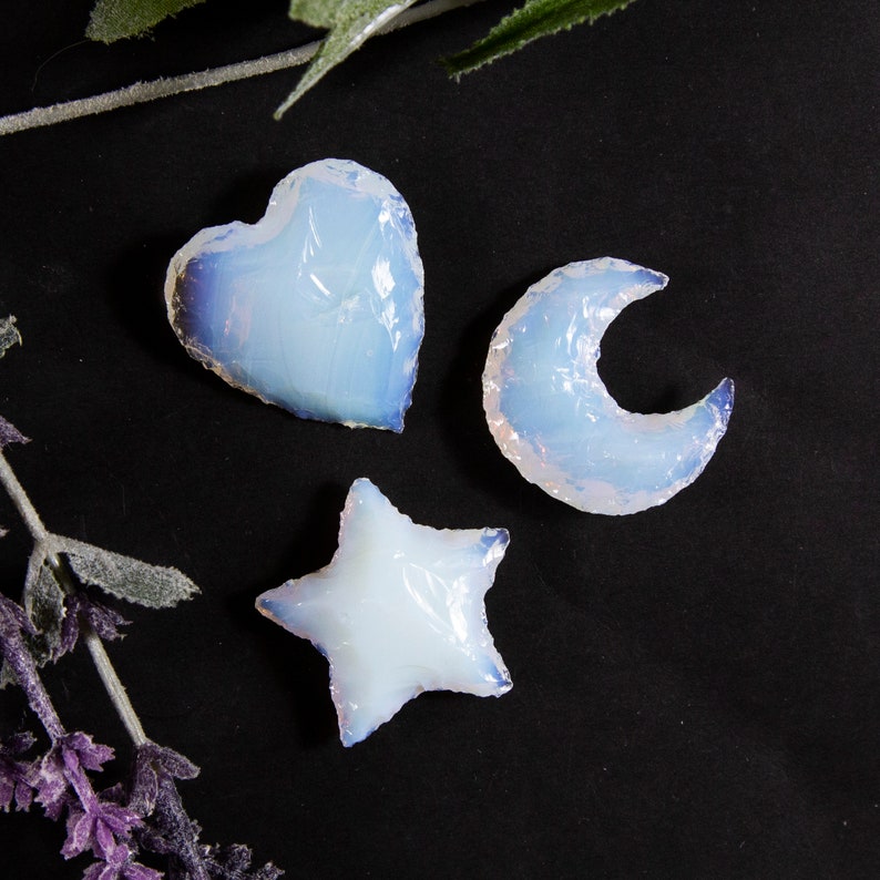 Opalite and Obsidian Heart Moon and Star Shaped 10BROWNSHELF image 2