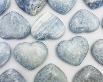 Corazón de cristal de calcita azul - Piedra pulida - Por peso