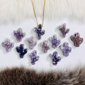 Petite Druzy Amethyst Cactus Cabachon - Druzy Cacti - Top Side Drilled Bead