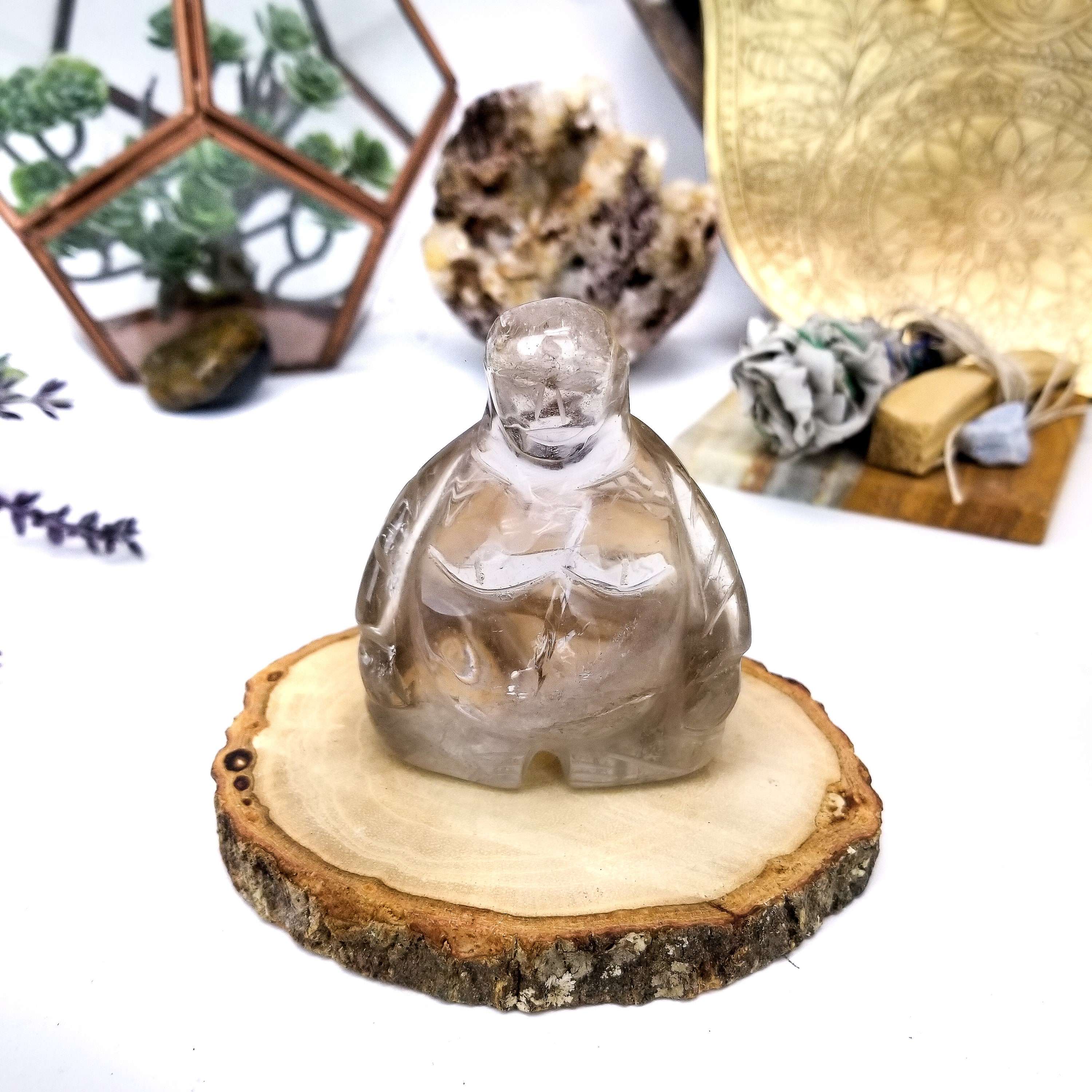 上品なスタイル Crystal Etsy - RK200BOX34-2 OOAK Buddha Quartz 置物