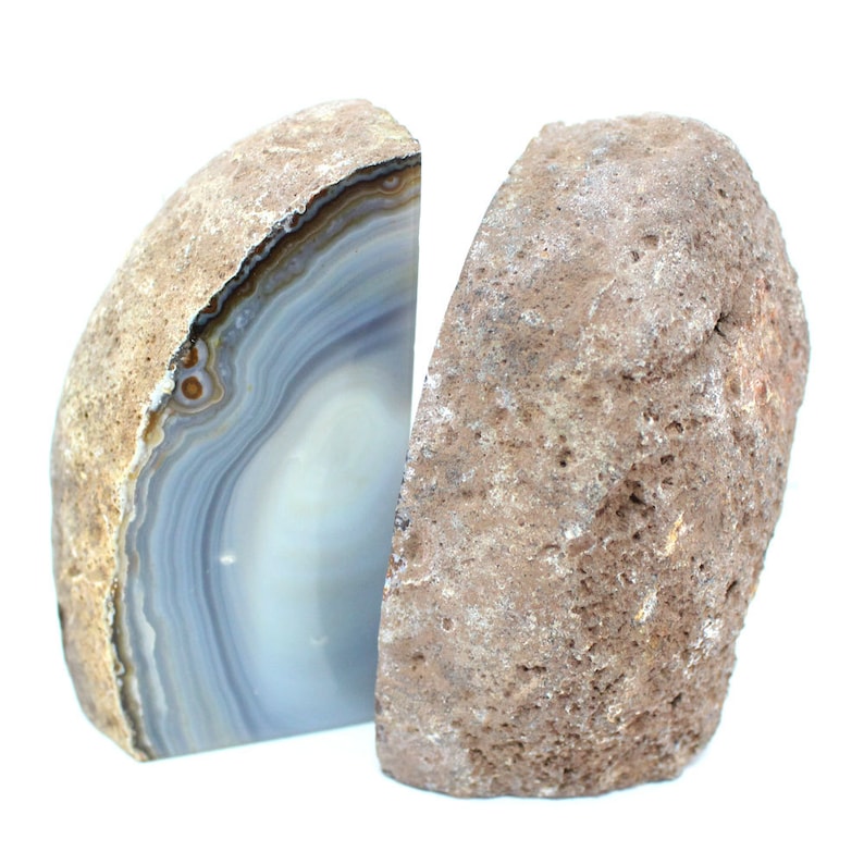 Geode Book end Natural Agate Bookend Pair 1 to 3 lb Geode Bookend Home Decor Crystal and Stones BKE image 3