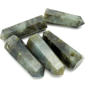 Labradorit Torn Obelisk Punkt BORRAD - Trådlindning - Chakra - Reiki - Kristallnät - Energibalansering (2BROWNSHELF-109) bild 2