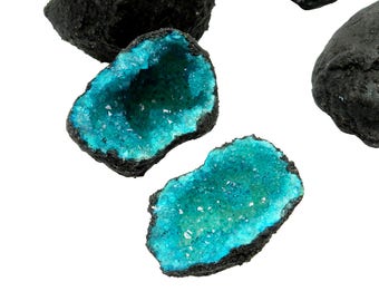 Open Your Own Geode - Teal Dyed Druzy Geodes - Gorgeous Display Piece (TS-48)