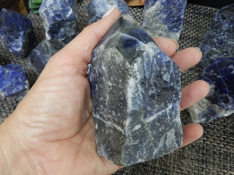 Sodalite Semi Polished Points Beautiful Blues with White Veining Choose By Weight Point-04 image 9