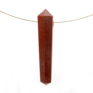 Goldstone Pencil Point Bead - Double Terminated Goldstone Point Top Side Drilled Bead - (2BROWNSHELF-83)