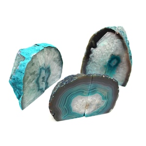 Agate Book Ends Teal Agate Bookend Pair 1 to 3 lb Geode Bookend Home Decor RK1-03 image 3