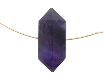 Amethyst Double Terminated Pencil Crystal Point - Center Drilled Bead