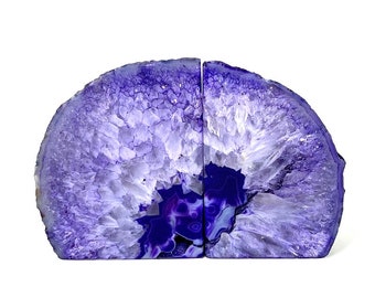 Achat Buchstütze Lila Achat Buchstützen Paar - 150 - 250 - Geode Buchstütze - Home Decor - (RK1-16)