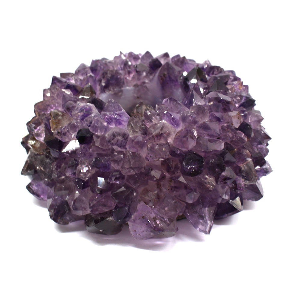 Large Amethyst Point Candle Holder - Crystal Decor (RK6A-04 Large Amethyst Point Candle Holder - Crystal Decor (RK6A-04