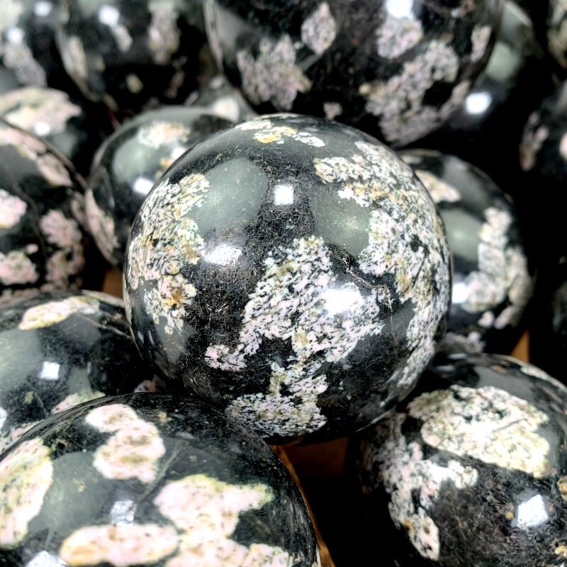 Black Jade With Pink Thulite Crystal Spheres - by Weight - Etsy
