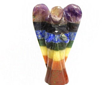 7 Chakra Stone Crystal Angel Figurine - Guardian Angel - Powerful Stone - Chakra - Reiki - Feng Shui - (RK8B20)