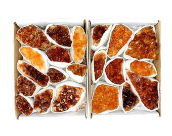 Extra Grade Citrine Cluster Full Box - Raw Orange Citrine Cluster - Box of 8-16 Pieces - Crystal Decor (S36TS)