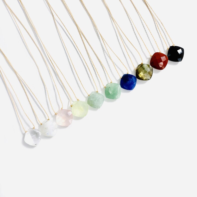 N-DIA Gemstone Diamond Bead Finished Necklaces