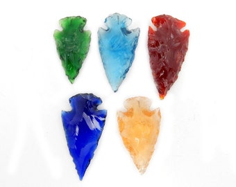 Glass Arrowhead Stone -- Gorgeous Display Piece or Jewelry Making and Wire Wrapping YOU CHOOSE COLOR (10BROWNSHELF-09)