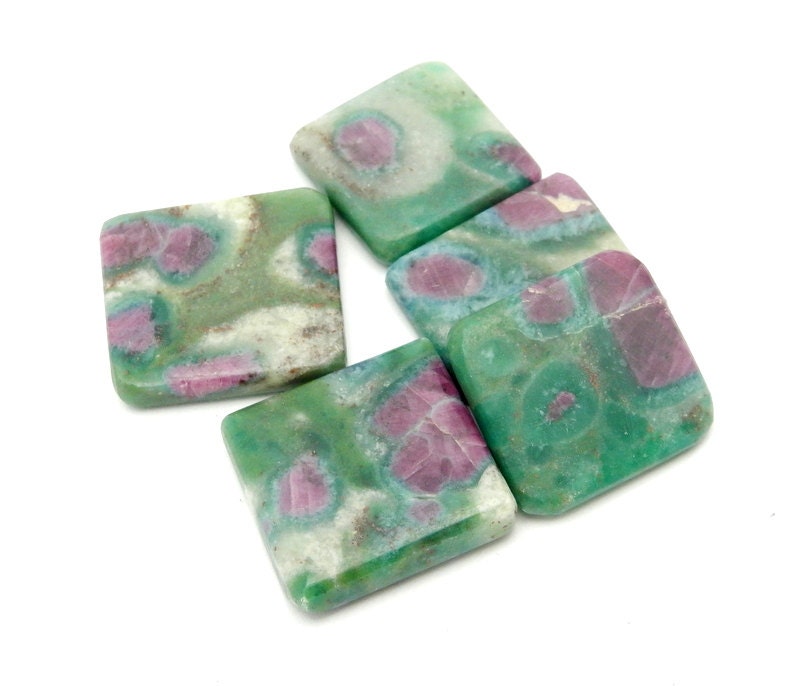 Ruby Fuchsite Stone Square Shaped Slabs Flat Cabochon