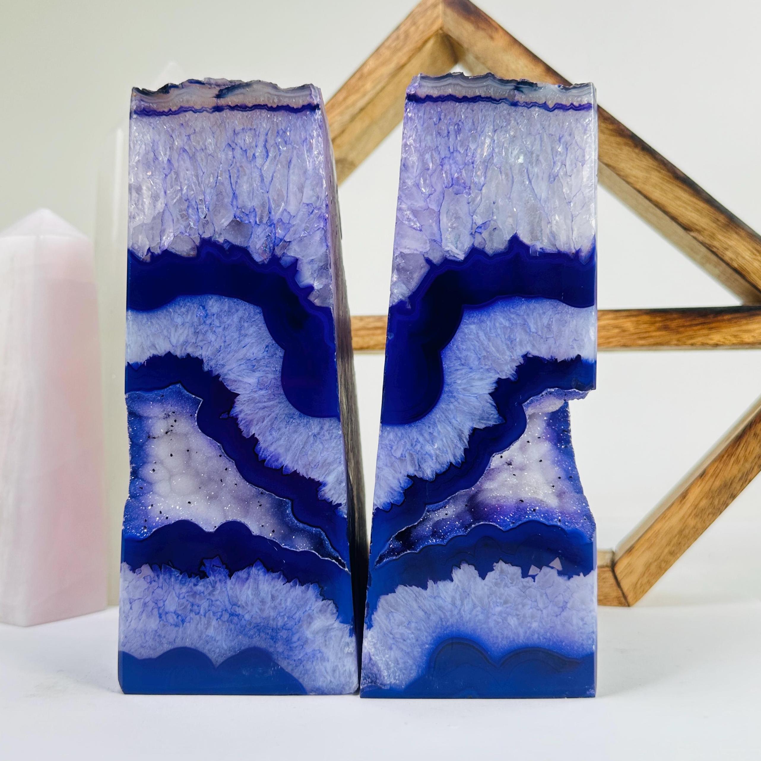 大きな紫染め瑪瑙水晶ブックエンド（石のペア） - Etsy 日本