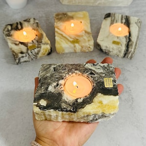 Mexican Onyx Crystal Candle Holder Mineral Home Decor