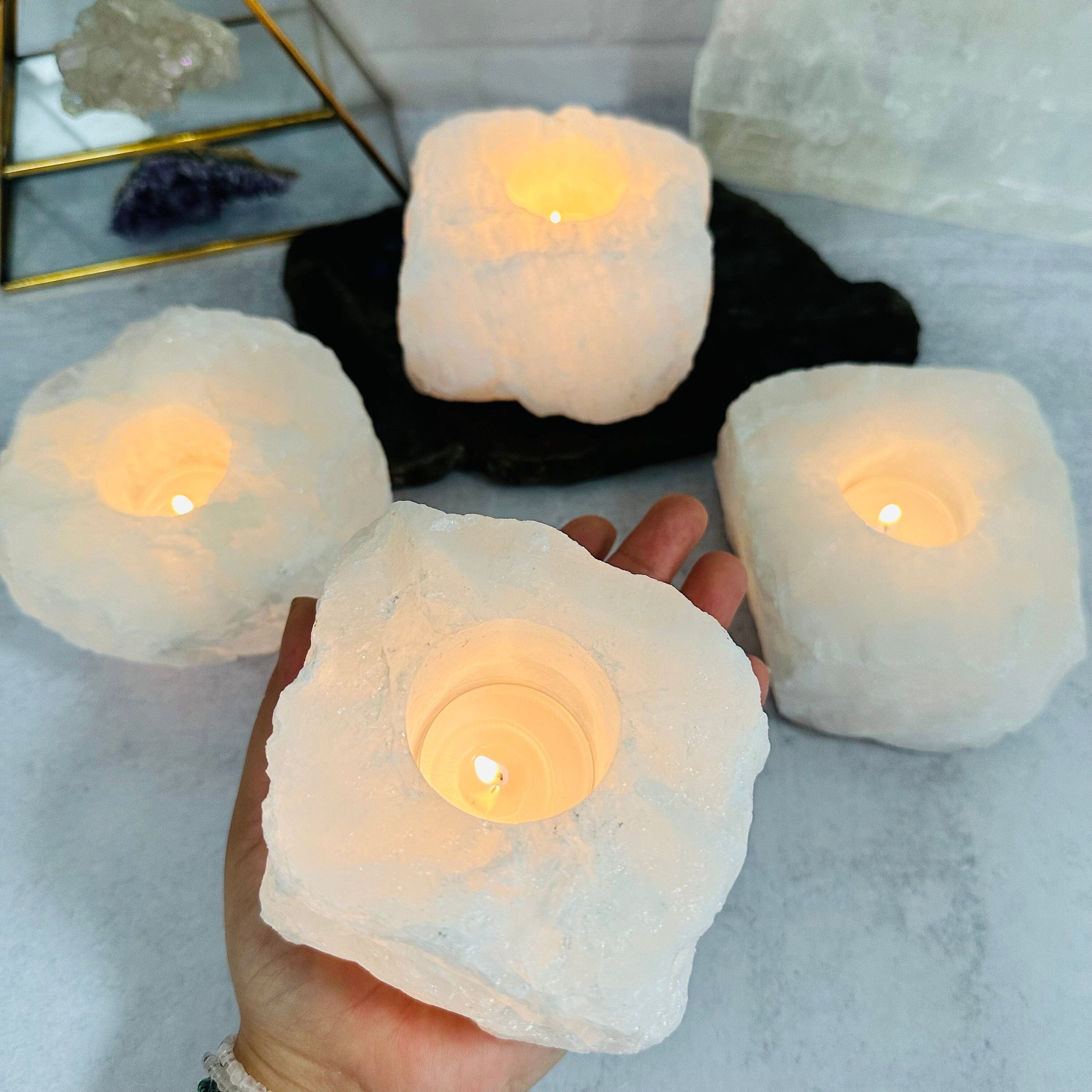 White salt candle deals holder