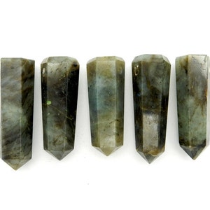 Labradorit Torn Obelisk Punkt BORRAD - Trådlindning - Chakra - Reiki - Kristallnät - Energibalansering (2BROWNSHELF-109) bild 1