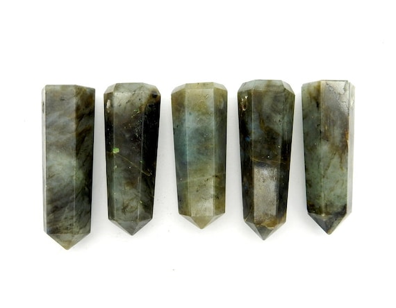 Labradorite Tower Obelisk Point DRILLED - Wire Wrapping - Chakra - Reiki - Crystal Grids - Energy Balancing (2BROWNSHELF-109)