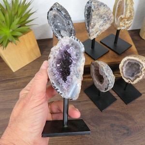 Natural Polished Geode Half on Metal Stand - Geode Slice  (RK3-11)