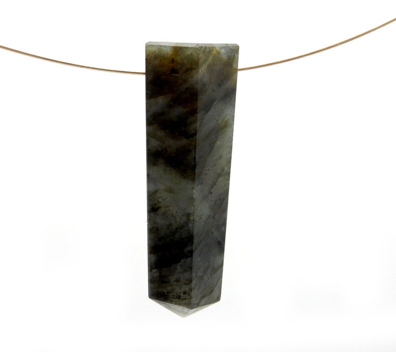 Labradorit Torn Obelisk Punkt BORRAD - Trådlindning - Chakra - Reiki - Kristallnät - Energibalansering (2BROWNSHELF-109) bild 4