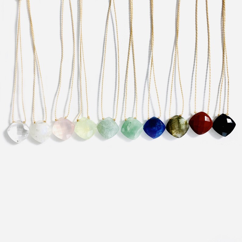 N-DIA Gemstone Diamond Bead Finished Necklaces