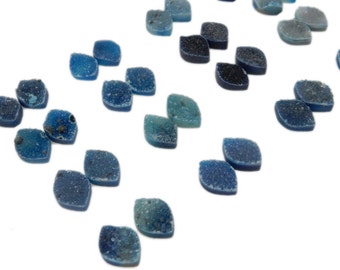 Blue Marquise Druzy Pair - Beautiful 10mm x 13mm Marquise Shaped Druzy  (RK35B23-07)