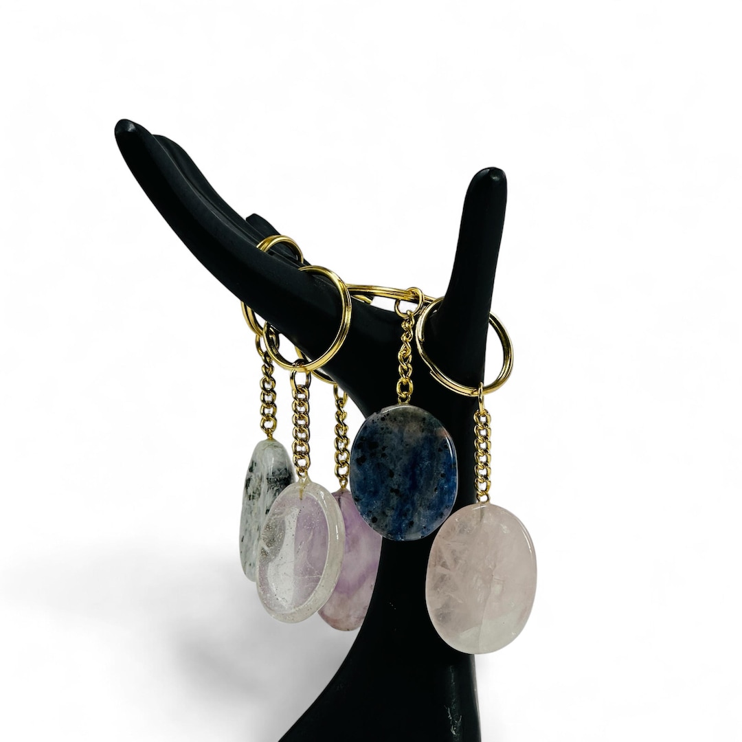 Crystal Worry Stone Keychain – Sodalite, Rose Quartz, Amethyst - Etsy