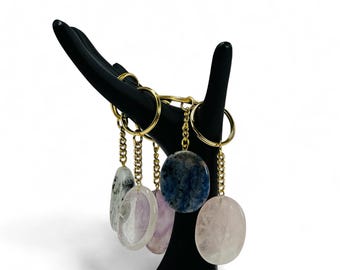 Crystal Worry Stone Keychain – Sodalite, Rose Quartz, Amethyst - Etsy