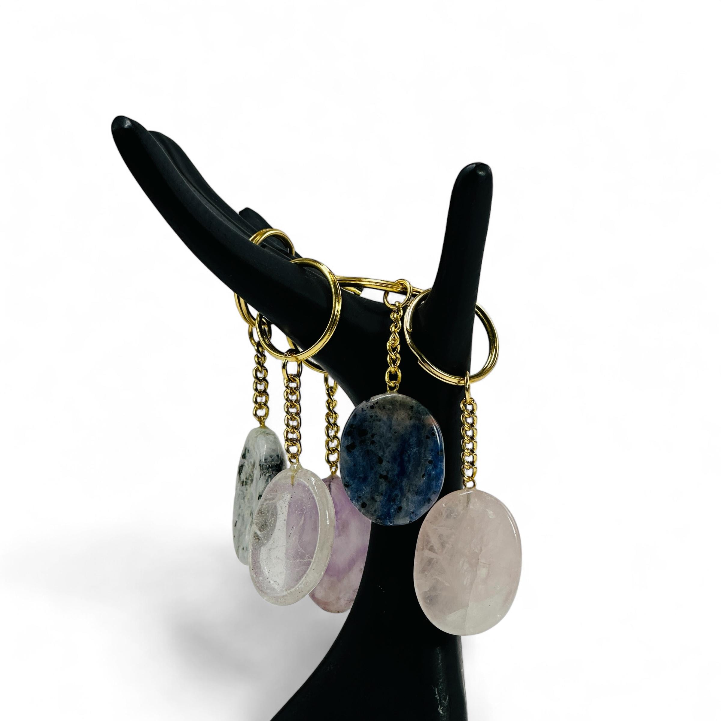 Crystal Worry Stone Keychain – Sodalite, Rose Quartz, Amethyst - Etsy