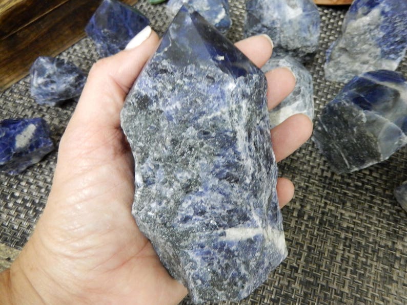 Sodalite Semi Polished Points Beautiful Blues with White Veining Choose By Weight Point-04 image 10