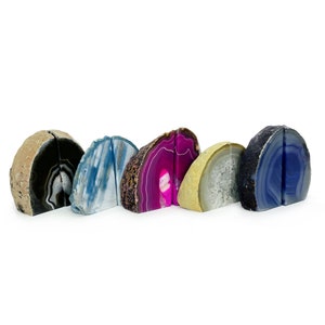 Agate Bookends Geode Book ends SMALL Pair - Natural or Dyed  Half Geode Druzy Polished Bookend (RK1)