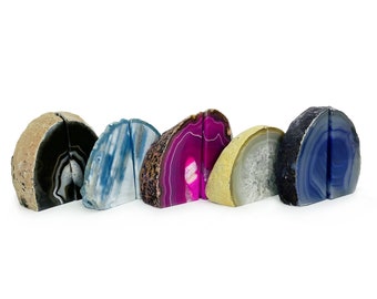 重い本のための金縁のグリーンアゲートブックエンド：クリスタルブック