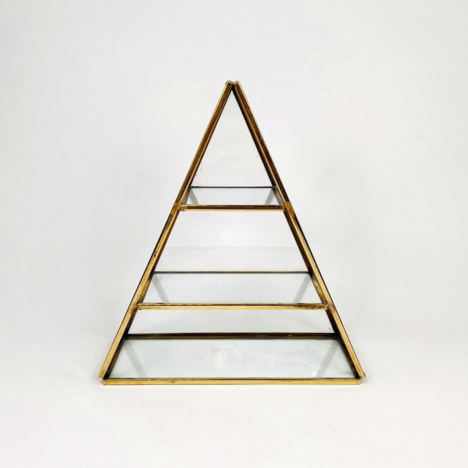 Brass and Glass Crystal Display Shelf Etsy