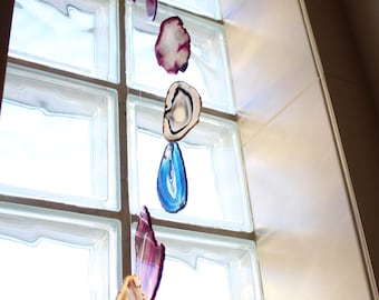 Agate Wind Chimes Mix Color Agate Slice Windchime - Home Decór - Spiritual Gift - Crystal Collection
