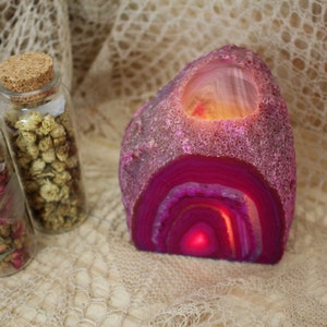 Pink Agate Candle Holder Crystal Decor Metaphysical Chakra Crystals CHS3-02 image 5