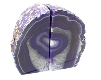 Agate Bookends Purple Agate Bookend Pair - 1 to 3 lb - Geode Bookend - Home Decor - Crystal and Stones BKE