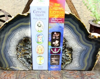 Natural Agate Bookend Pair - 6 to 9 lb - Geode Bookend - Home Decor - Crystal and Stones BKE