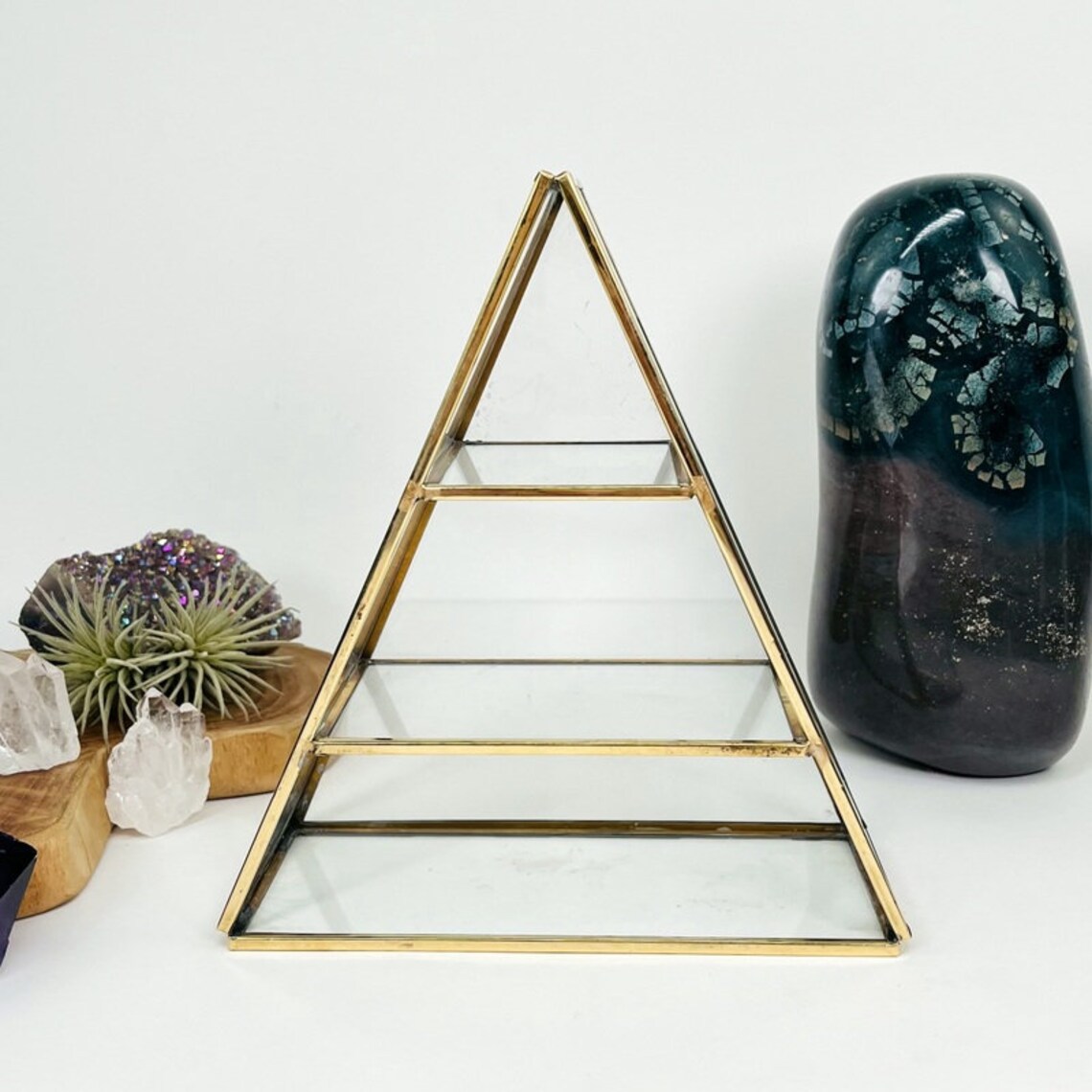 Brass and Glass Crystal Display Shelf Etsy