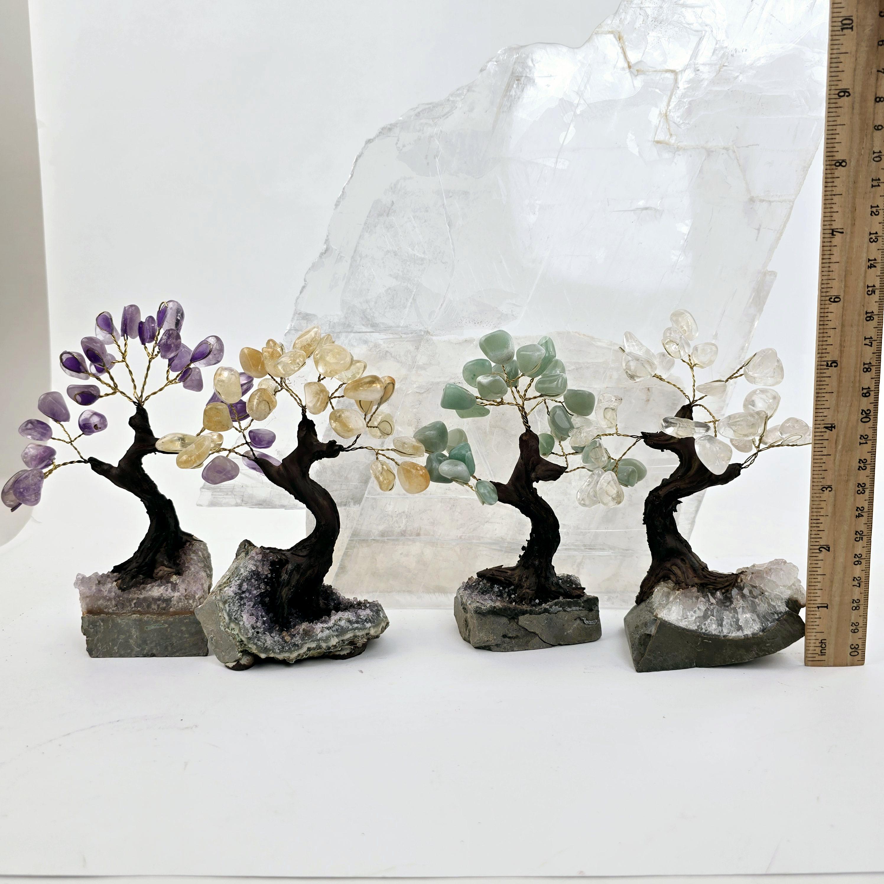 Timbled Tree Tumbled Gemstone Tree With Amethyst Crystal Base - You Choose Stone - Etsy