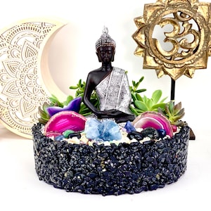 Tumbled Stone Bowl - Custom Handmade Tray with Natural Polished Stones - You Choose (TUM-POT2)