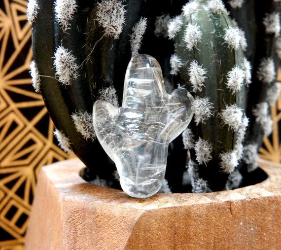 Petite Crystal Quartz or Green Aventurine Cactus - Etsy